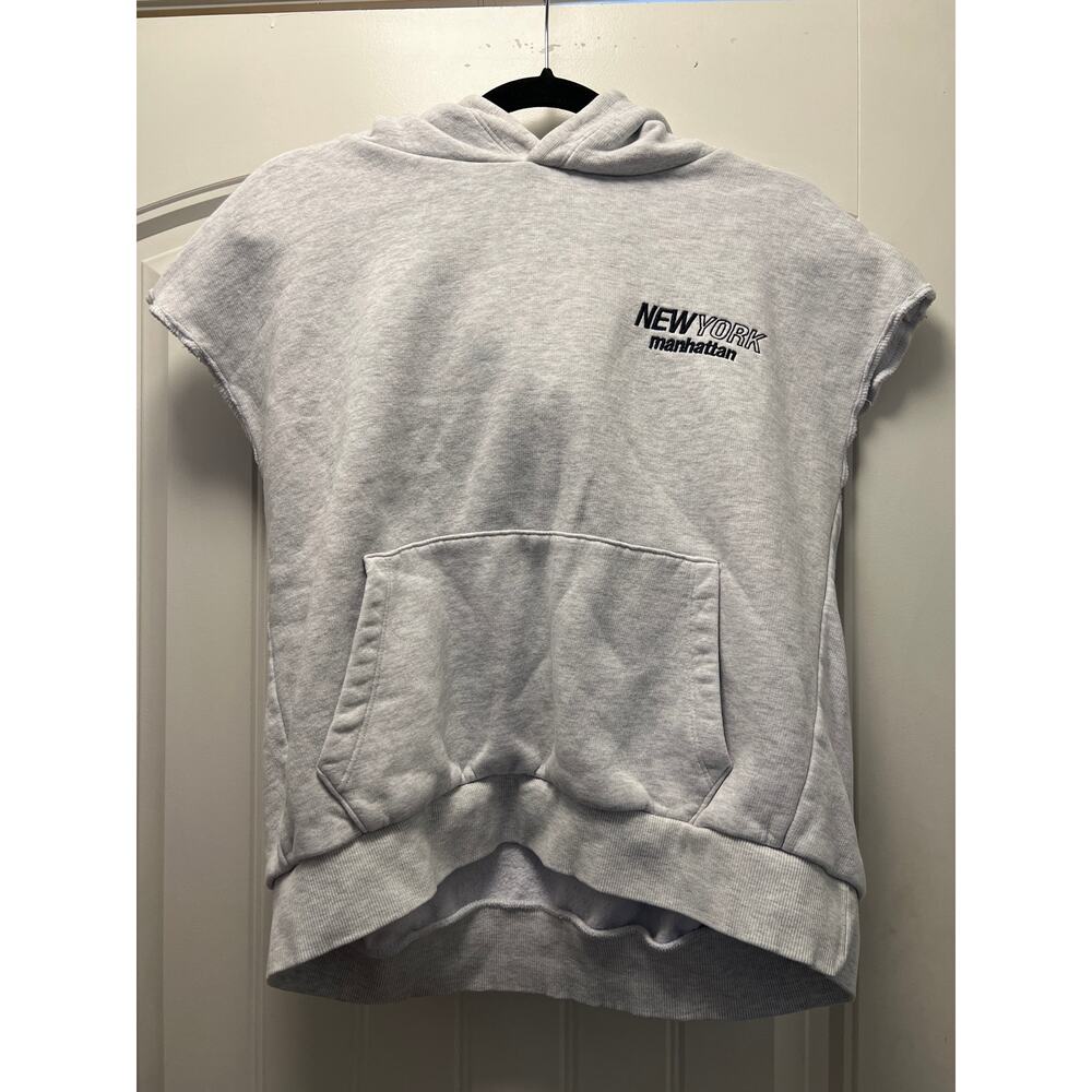 Zara Women’s New York Manhattan Sleeveless Comfort‎ Pullover Hoodie Size S Gray
